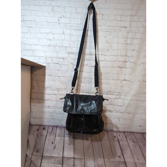 THE Sak Ventura Convertible Strap Backpack Black Leather Canvas Studs 2 straps - Picture 10 of 16